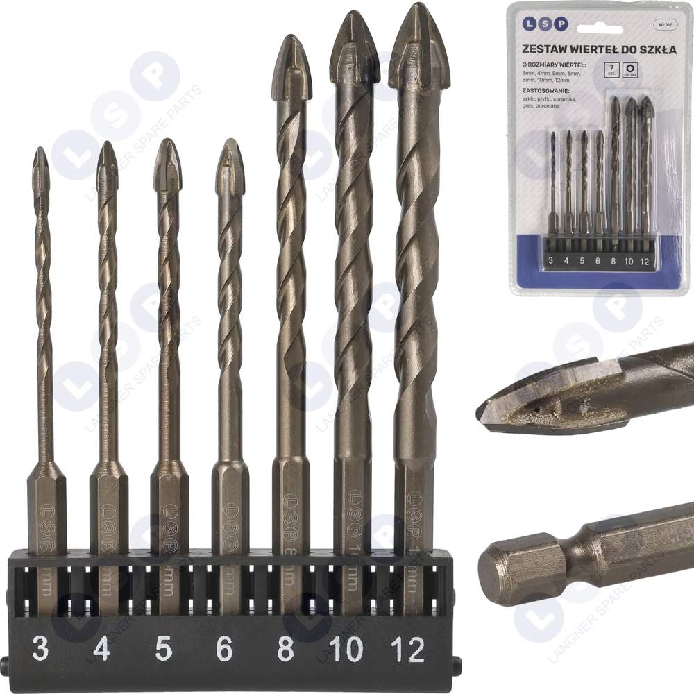 Súprava vrtákov vrtákov na sklenené obklady kameninová keramika 3-12mm HEX 1⁄4